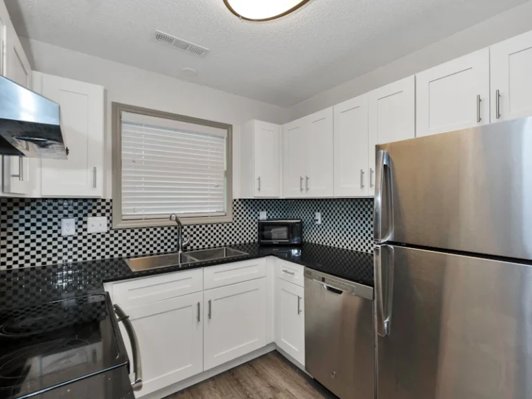 Double-door refrigerator in a kitchen